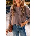 Chestnut Textured Knit Henley Long Sleeve Top