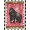 RUANDA URUNDI, MAMMAL, Gorilla, red 1959, 10c