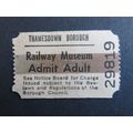 Thamesdown Borough Railway Museum Paper Ticket