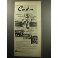 1957 Ceylon Government Tourist Bureau Ad - Discover Ceylon the happy island