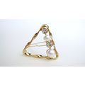 Smaller wavy gold triangle pearl and crystal ha...