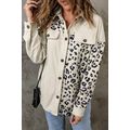 Apricot Leopard Print Detail Pocketed Corduroy ...