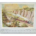 Vintage print - A long passenger train passing ...