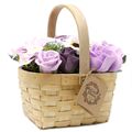 Large Soap Flower Bouquet in Wicker Basket - Lilac