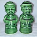 Vintage ASIAN MAN SALT & PEPPER SHAKERS Set Cer...
