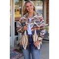 Multicolor Aztec Print Button-Up Oversized Jacket
