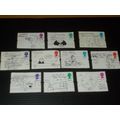 1996 SET OF 10 CARTOONS ORD STAMPS USED LOT B