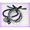 Summer Gift Ribbon Love Heart Black Clear Bead ...