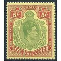 Bermuda 1950 SG118f 5/- Yellow-Green & Red/Pale...