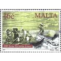 MALTA, Plan of Fort and Gun Crew, yellow 1997, 16c