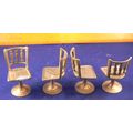 4 Vintage Brass 1:12th Doll Dollshouse Chairs