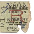 L.N.E.R. Edmondson Ticket - Aberdeen to Lossiem...