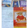 6 x Christmas Cross Stitch Charts Snowman, Hone...