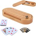 Premium Oak Cribbage Board Game Set -Unique Inc...