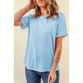 Light Blue Bright Casual Plain Crew Neck Tee