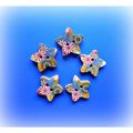 5 x 17mm wooden painted star Craft Buttons Card...