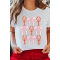 White Crawfish Bow Printed Summer T Shirt