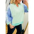 Green Color Block Floral Patchwork Long Sleeve ...