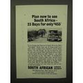 1964 South African Airways Railways Ad - Plan To See