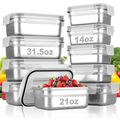 10 PC Square 304 Stainless Steel Food Container...