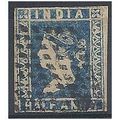 India 1854 SG9 1/2 Anna Greenish-Blue IMPERF Go...