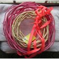 3 Dyed Pink White Bundled Rounded Sticks Wreath...