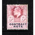 GREAT BRITAIN EDWARD VII CONTRACT NOTE 6d PURPL...