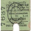 G.W.R. Edmondson Ticket - Wolverhampton to Wedn...
