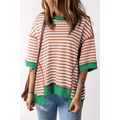 Orange Stripe Oversized Contrast Trim Exposed S...