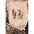 Khaki Gallant Horses Printed Casual T Shirt