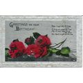 PC20640 Greetings on Your Birthday. Red Roses. ...