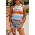 Multicolour Wavy Striped Print Textured Knit Sl...