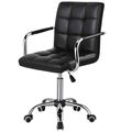 Modern Mid-Back Black Faux Leather Office Chair...