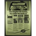 1978 Boots Calculator Ad - Casio FX-29, TI SR 5...