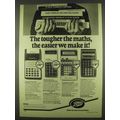 1978 Boots Calculator Ad - Casio FX-29, TI SR 5...