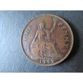 1945 GEORGE VI ONE PENNY FREE POST. AAL