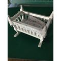 White Rocking Cradle White Bedding Pink/Blue Sp...