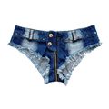 Women's Low Shorts Rise Denim Zip Up Ripped Raw...