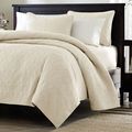 Full / Queen Ivory Beige Quilted Coverlet Quilt...