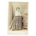 Victorian cdv photo young woman standing stripe...
