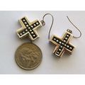 VNTG STERLING SILVER BOLD CROSS SHAPED EARRINGS