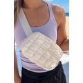 White Quilted Puffer Belt Bag Fanny Pack