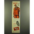 1951 Woolrich Clothing Ad - New! Protect yourself with solid scarlet