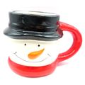 Snowman Head Mug Ceramic with Black Hat Drink 1...