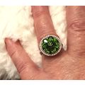 3ct Chrome Diopside Zircon Spinner Halo Ring Sz...