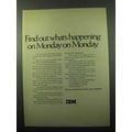 1969 IBM Computer Terminals Ad - Happening on Monday
