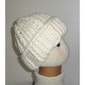 Ski hat #003 adult chunky crochet white 24 inch...