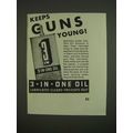1938 3-in-One Oil Ad - Keeps Guns young!