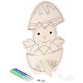 Wooden Chick with Pom Poms & Eyes Craft