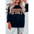 Black SPOOKY Graphic Drop Shoulder Halloween Pu...